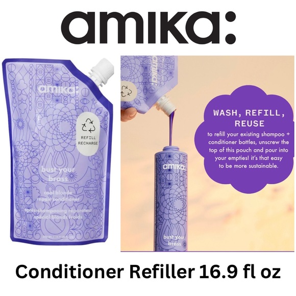 NEW amika Bust Your Brass Blonde Purple Conditioner Refiller 16.9 fl oz - Picture 1 of 11